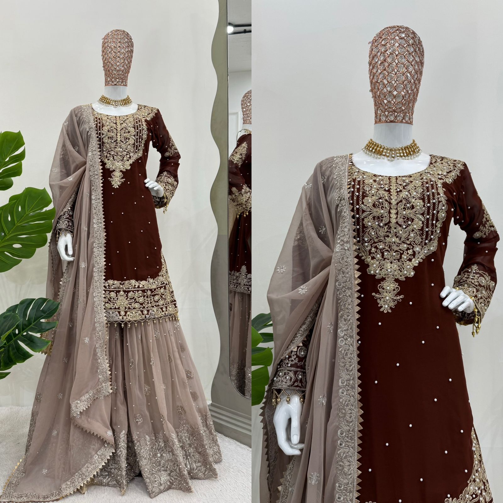 Niyati festive wear embroidered kurti sharara set
