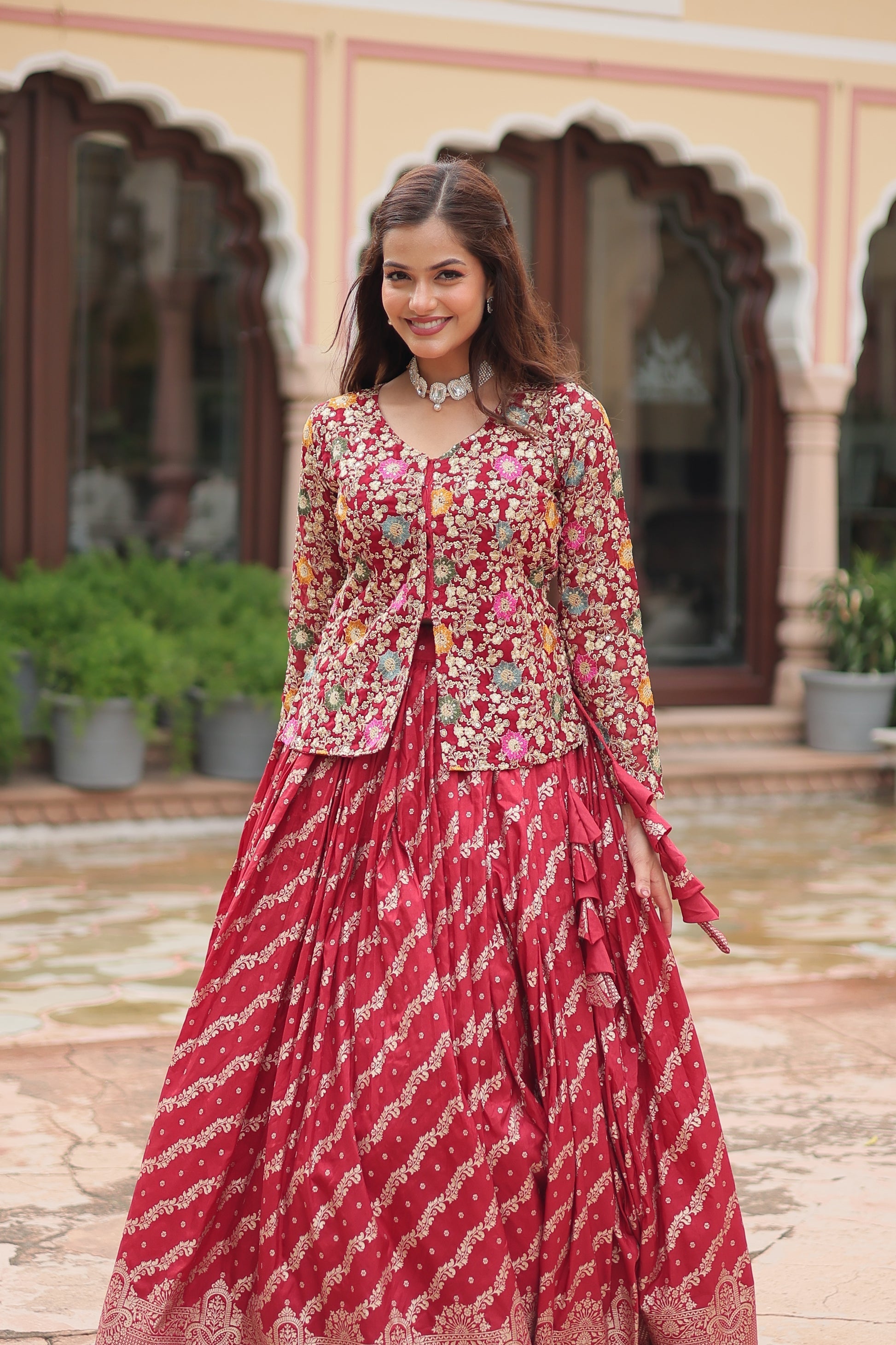 Radhya pure dayble viscose jacquard lehenga choli