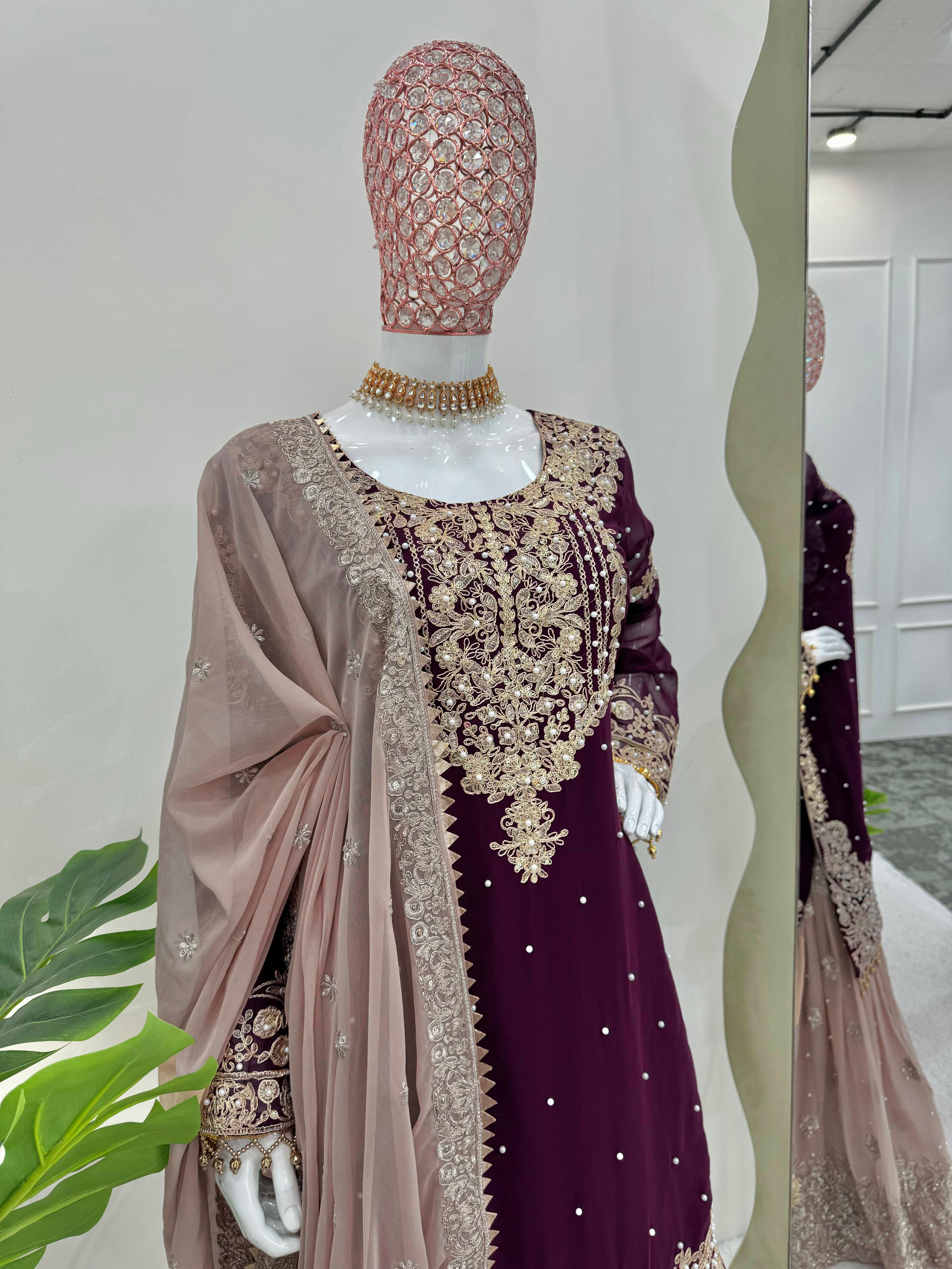 Niyati festive wear embroidered kurti sharara set