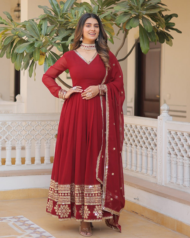Pristine pizzazz sequined georgette flare suit set