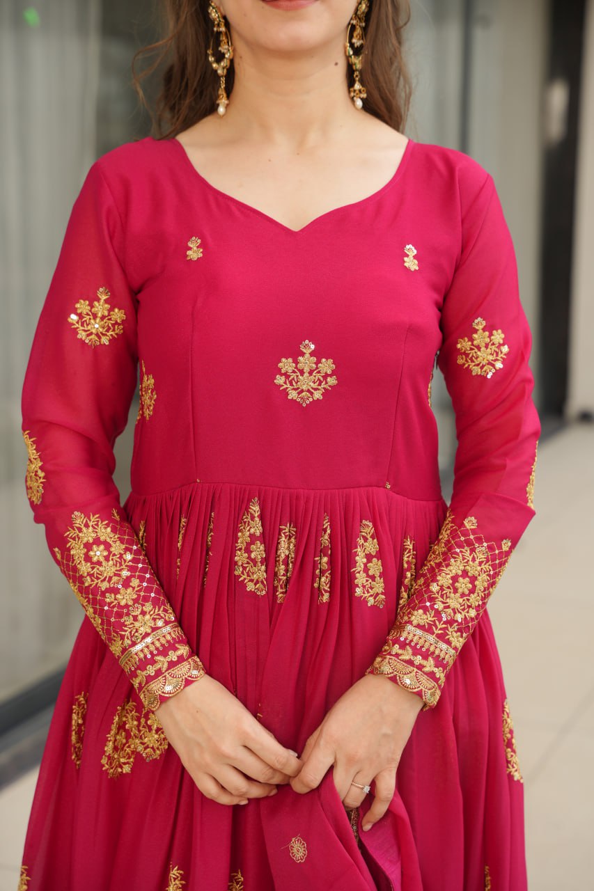 Rudrika pink georgette embroidery gown