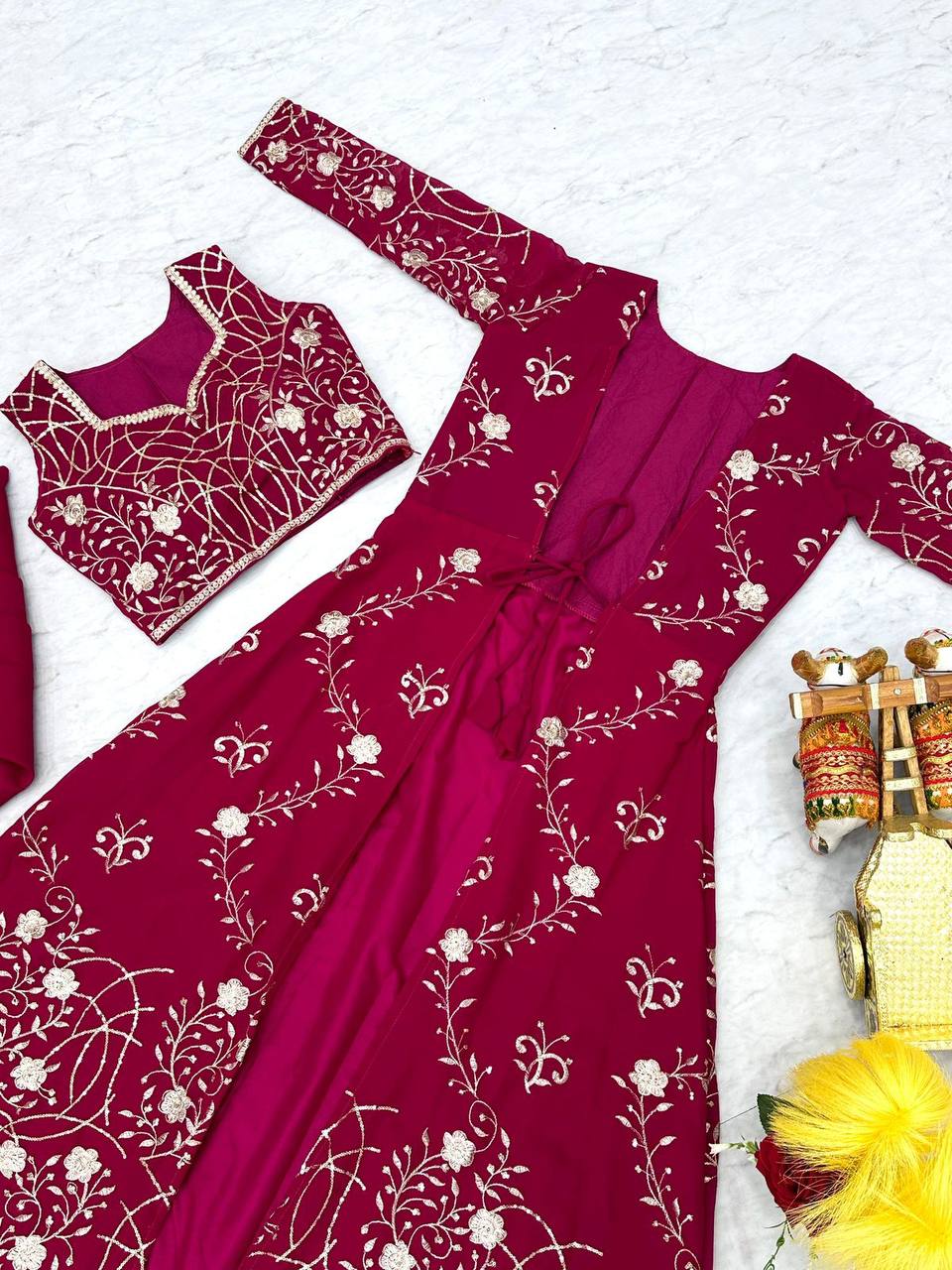 Georgette embroidered Aanshi designer shrug outfit set