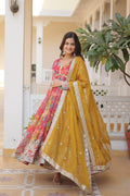 Matrika Pink Georgette Embroidered Anarkali Gown Set