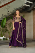 Aadishri purple silk sequins embroidered gown