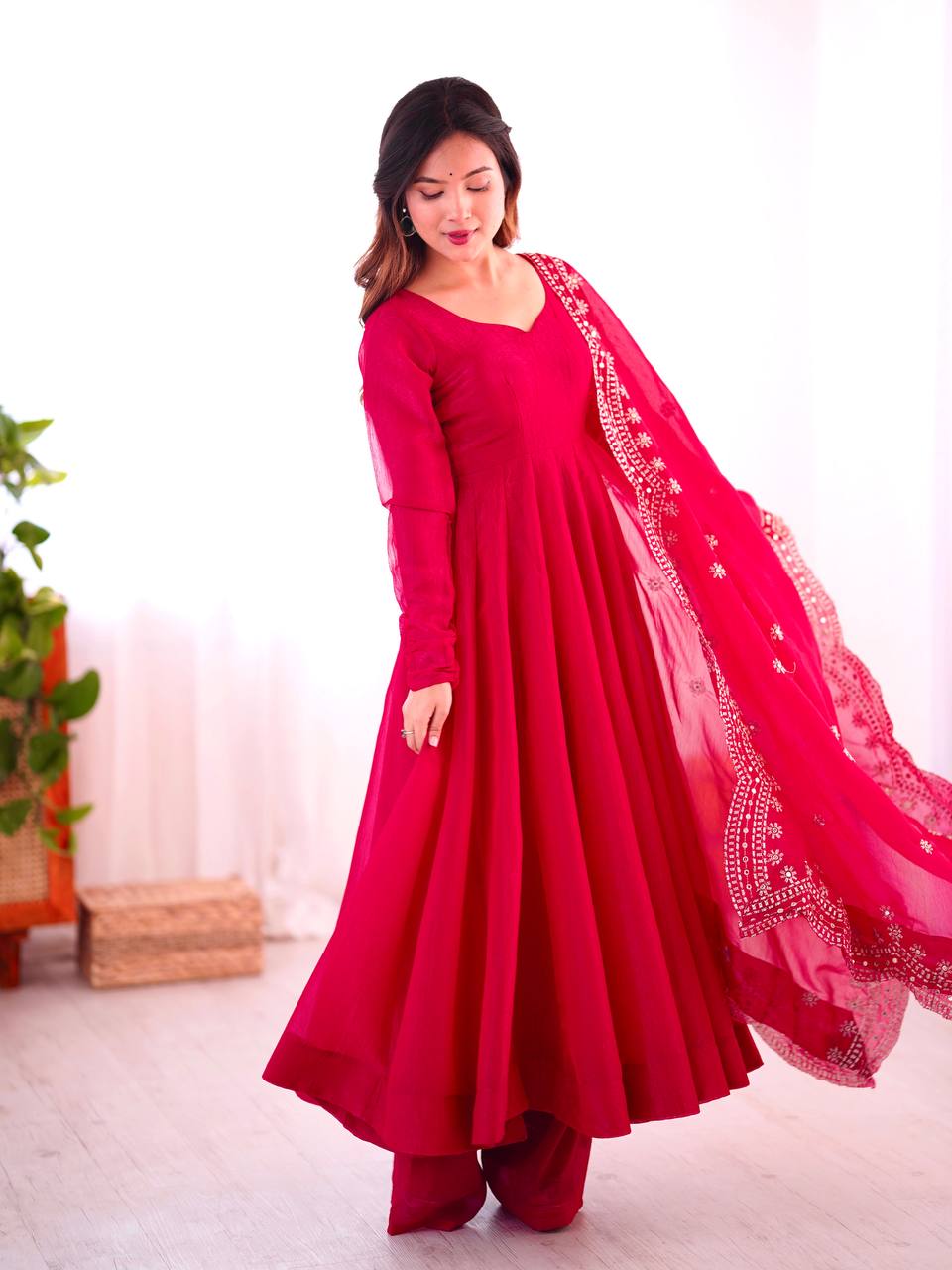 Pink Fandy silk Tiya designer Anarkali suit