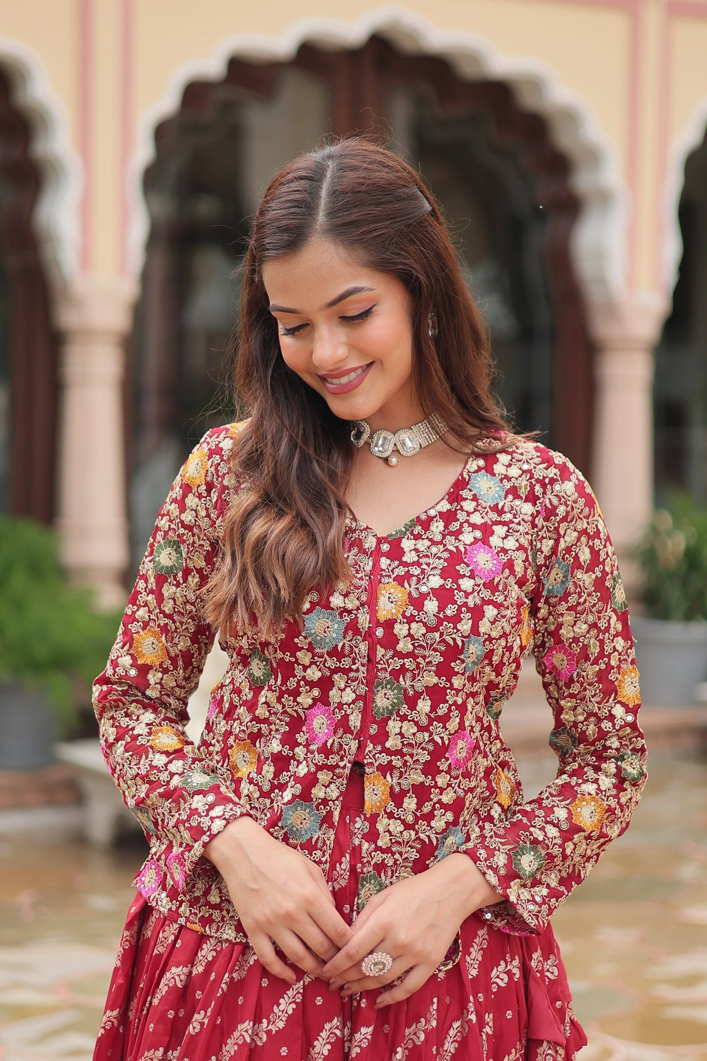 Radhya pure dayble viscose jacquard lehenga choli