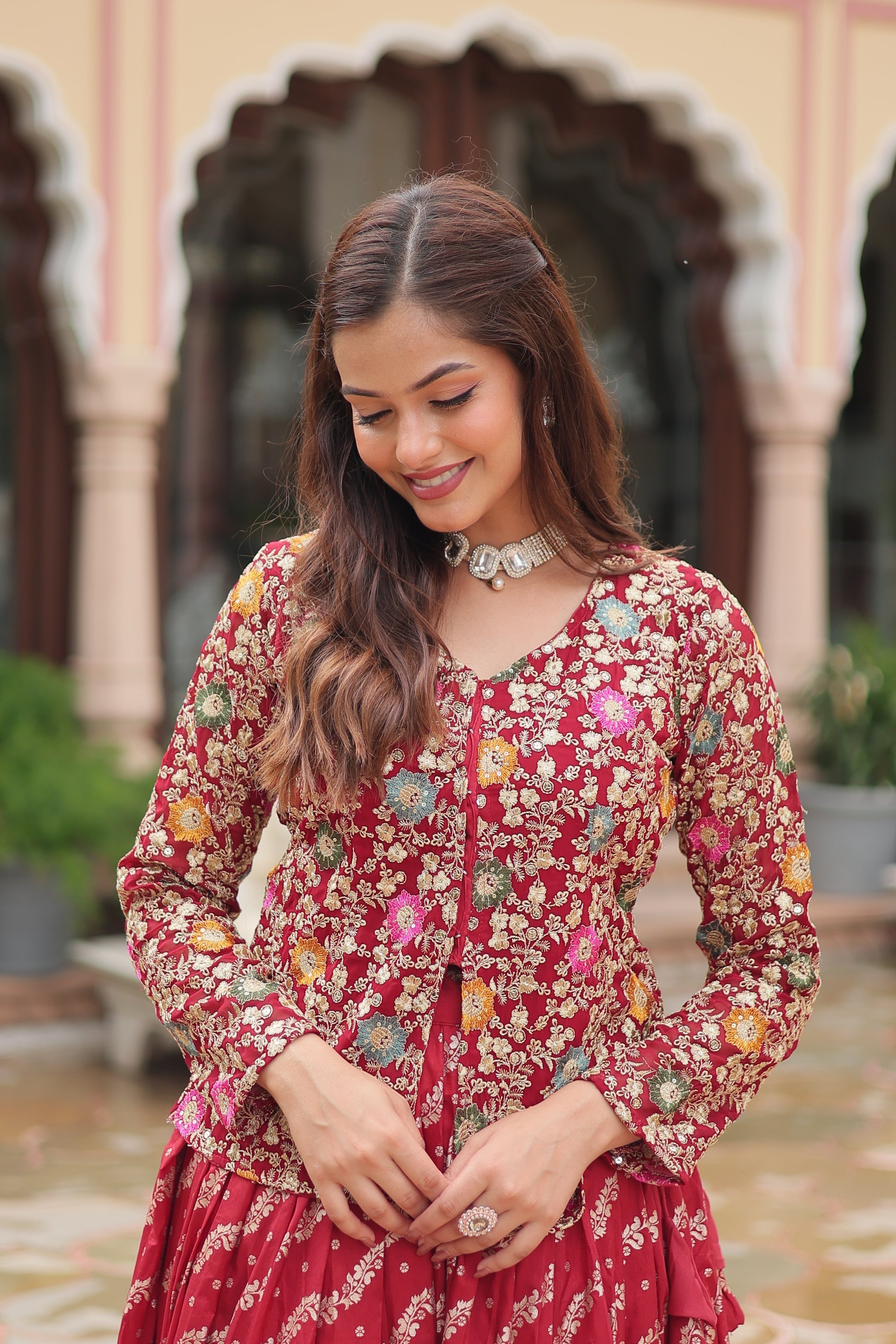 Radhya pure dayble viscose jacquard lehenga choli