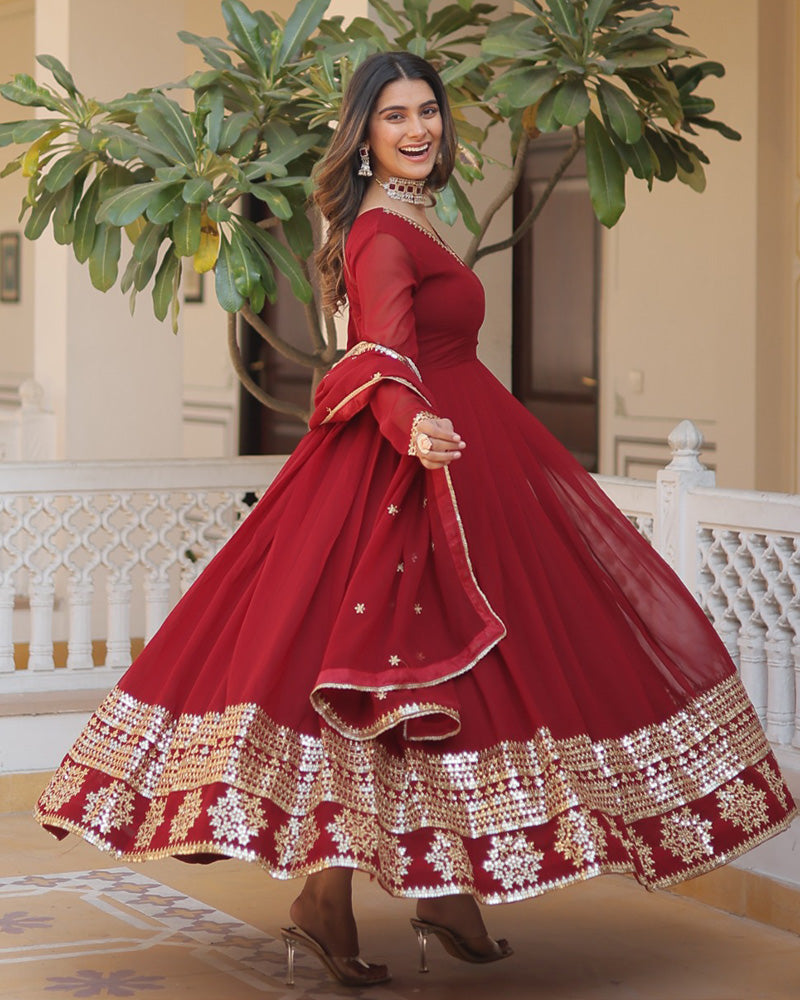Pristine pizzazz sequined georgette flare suit set