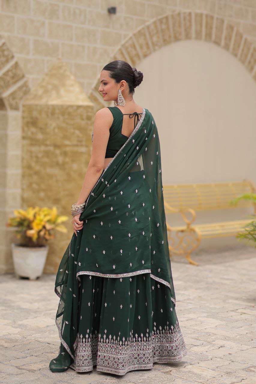 Faux georgette sequins embroidered Avira designer lehenga