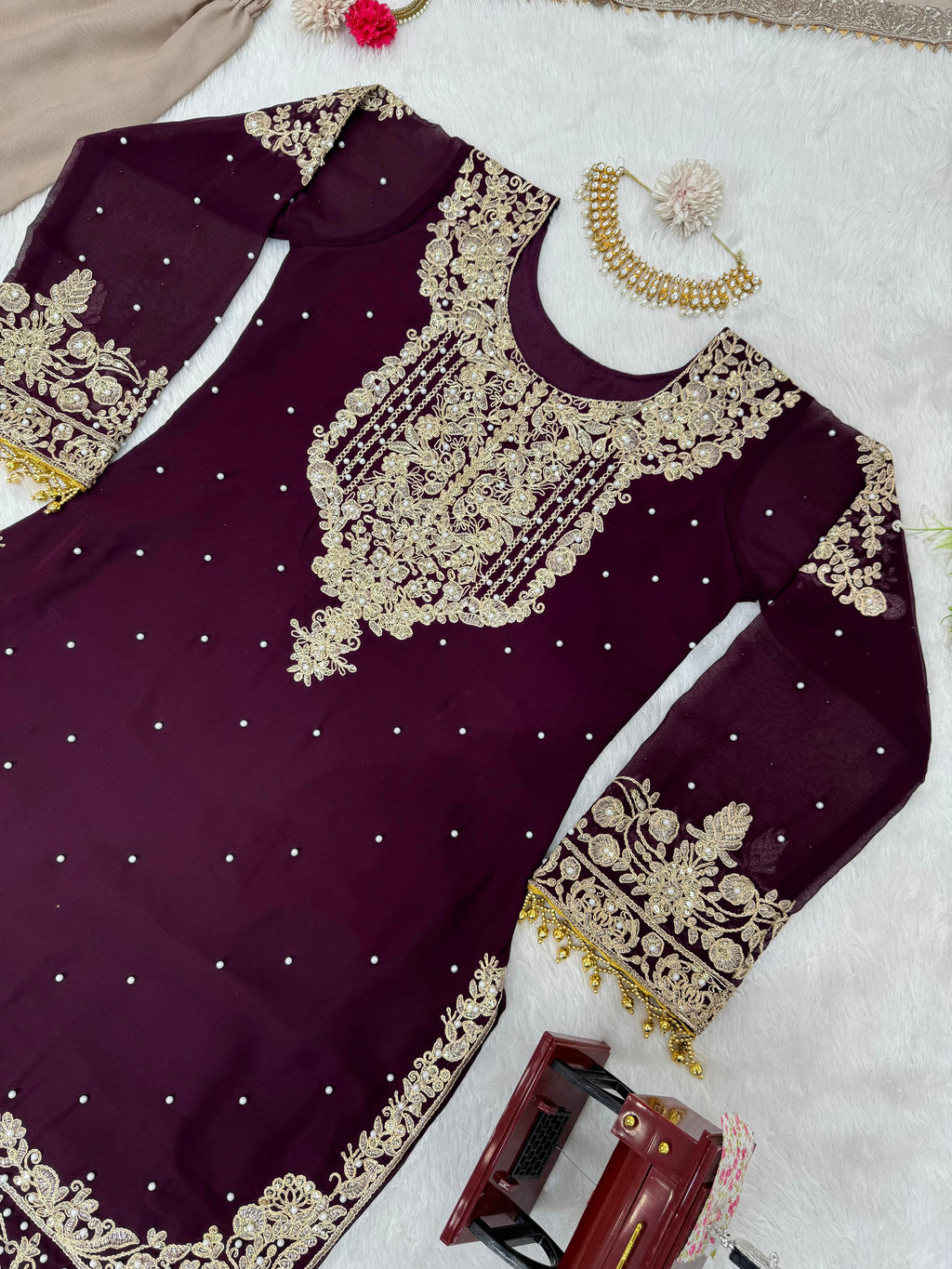 Niyati festive wear embroidered kurti sharara set