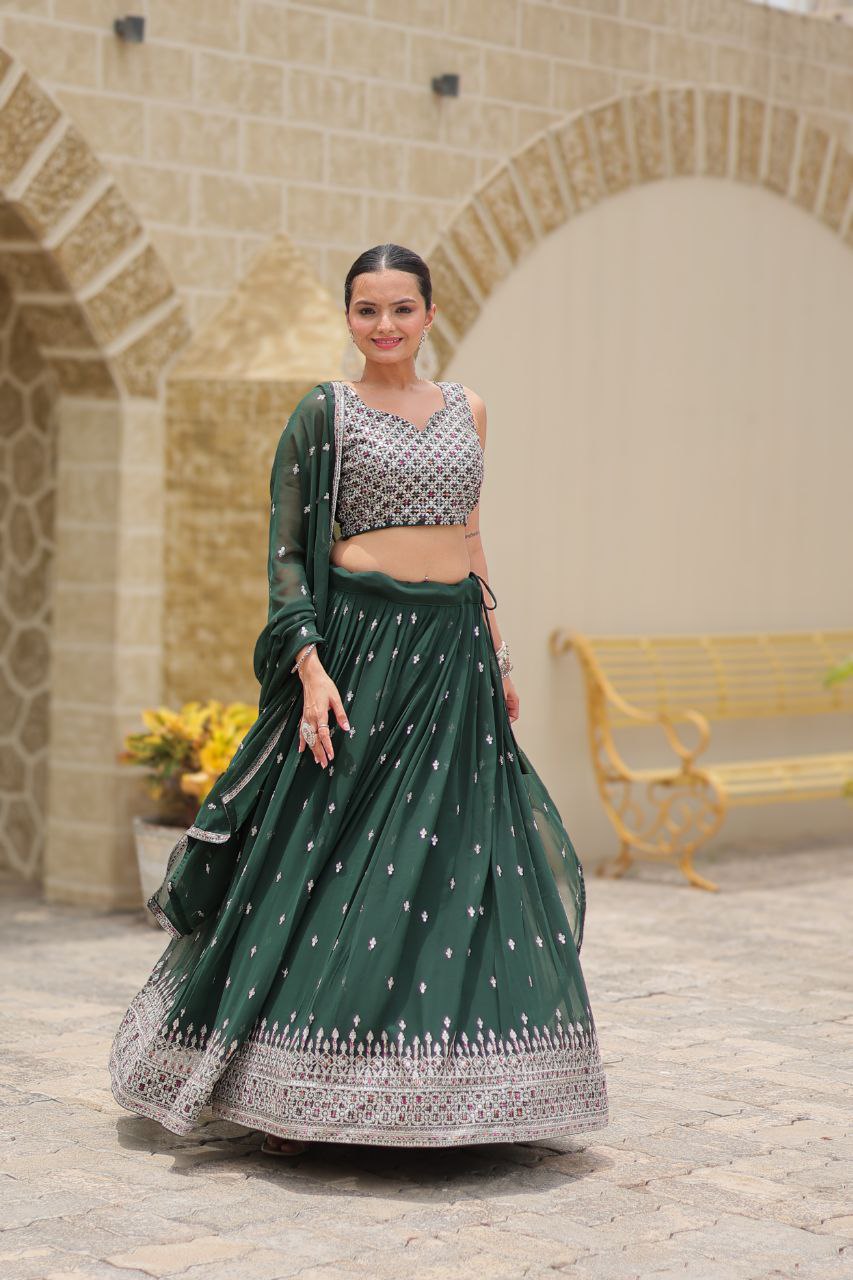 Faux georgette sequins embroidered Avira designer lehenga