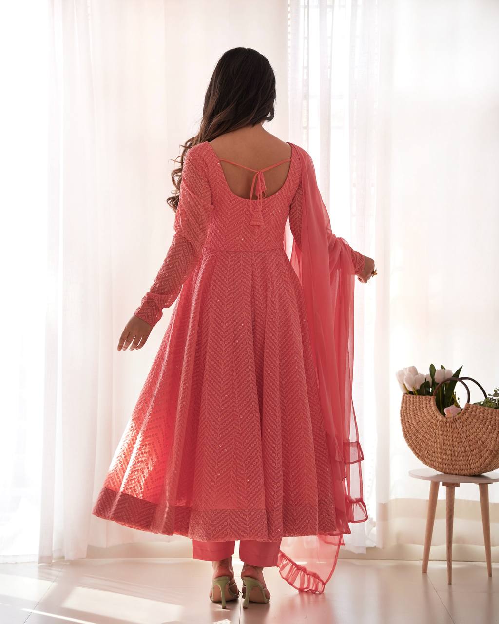 Peach Jyotika designer Anarkali suit set for women