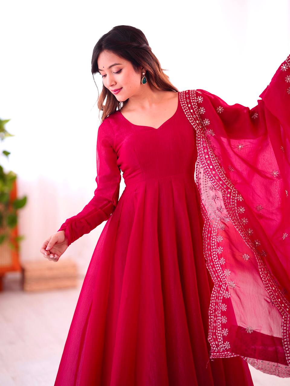 Pink Fandy silk Tiya designer Anarkali suit