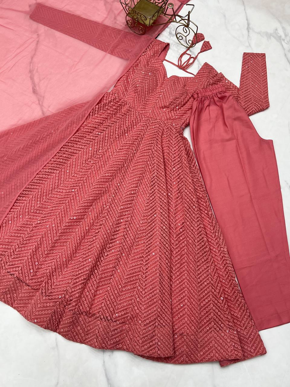Peach Jyotika designer Anarkali suit set for women