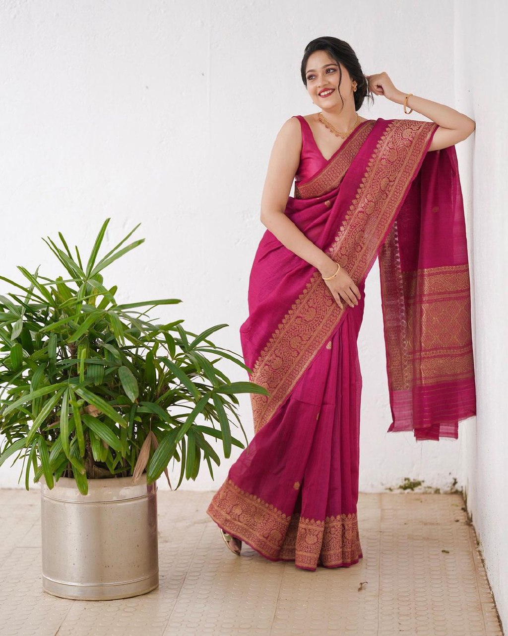 Pink Banarasi silk Gargi designer saree