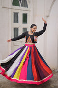 Multicolor pure rayon navratri lehenga choli with koti style blouse