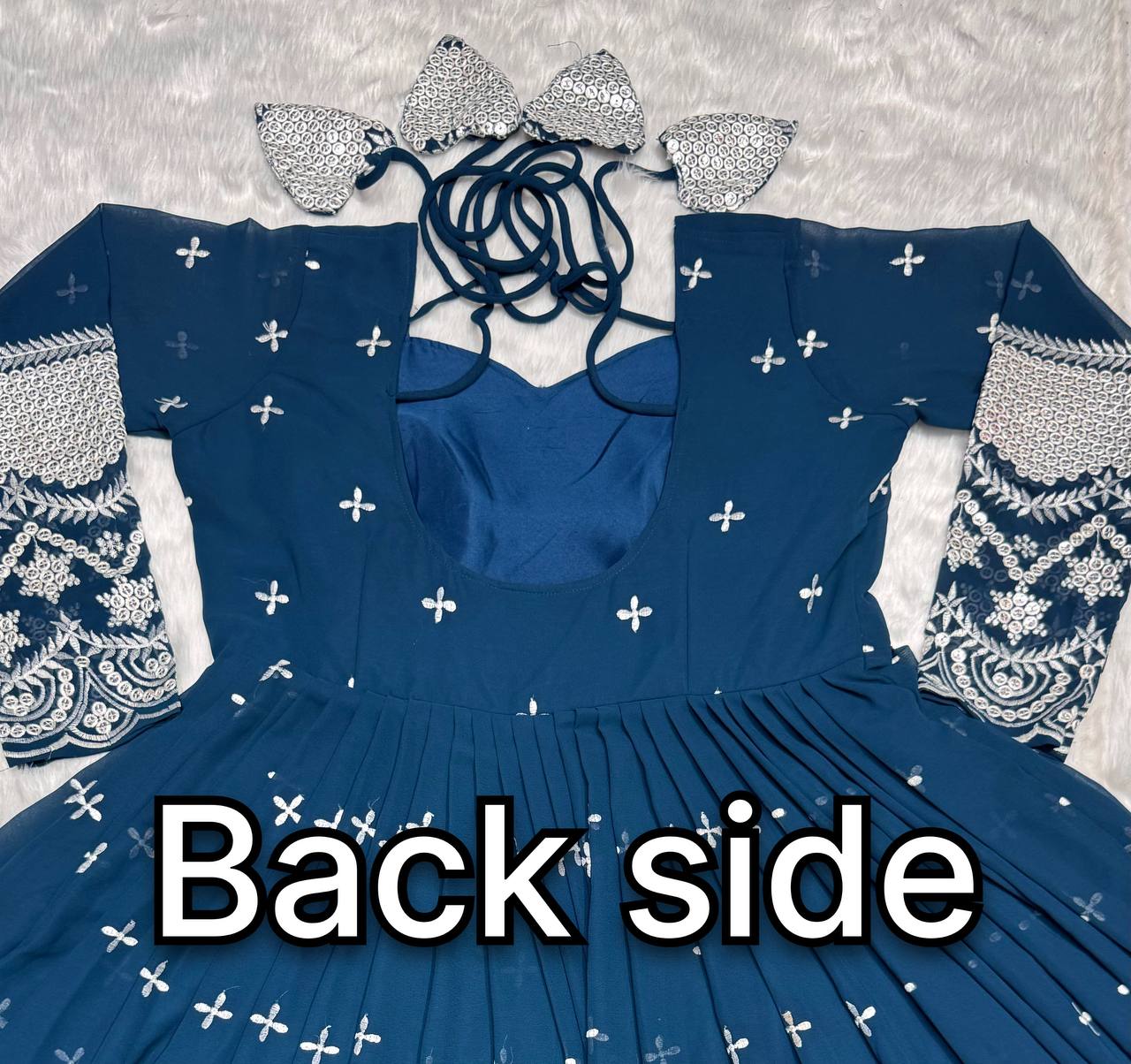 Blue georgette embroidered Nivriti designer Anarkali suit