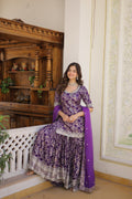 Wine viscose embroidered Krishnapriya designer gharara suit