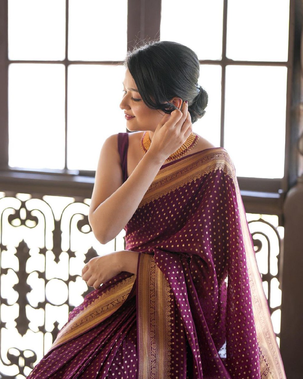 Purple Banarasi silk Shivika designer saree