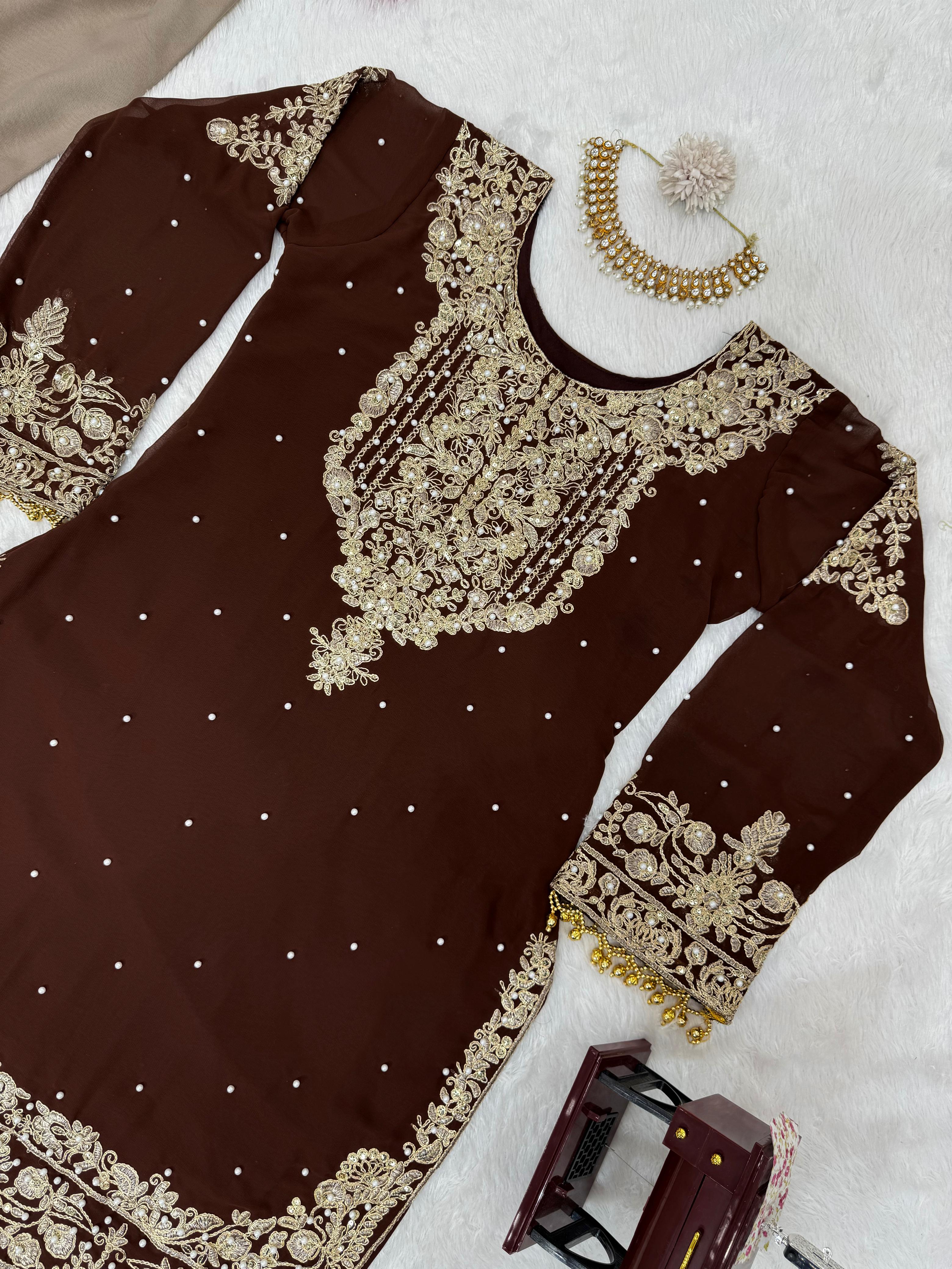 Niyati festive wear embroidered kurti sharara set
