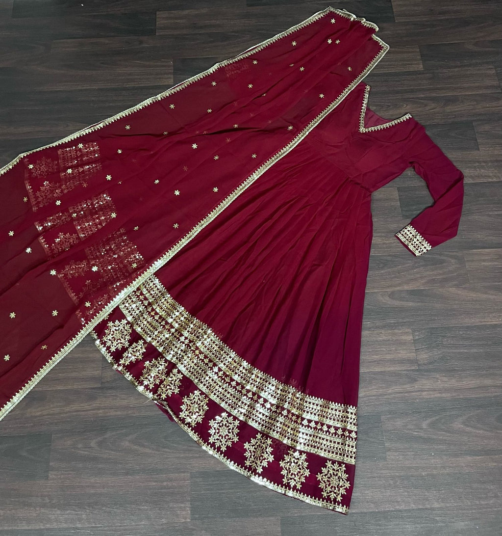 Pristine pizzazz sequined georgette flare suit set