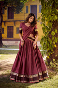 Rimi mulberry Chettinad cotton chex half saree lehenga with zari weaving work