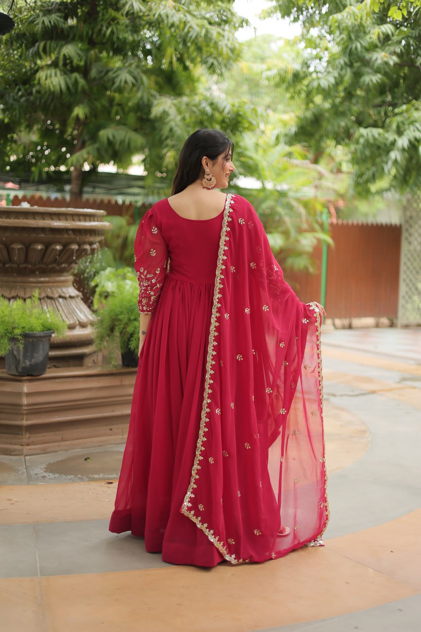 Pink embroidered Jiyanshi designer Anarkali gown