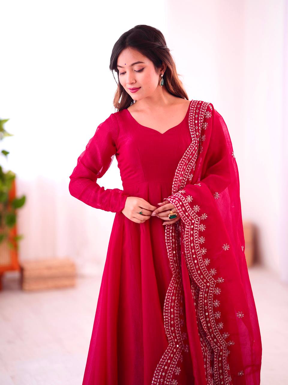 Pink Fandy silk Tiya designer Anarkali suit