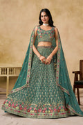 Sakhi blue soft georgette lehenga choli with sequins zari resham and badla embroidery work