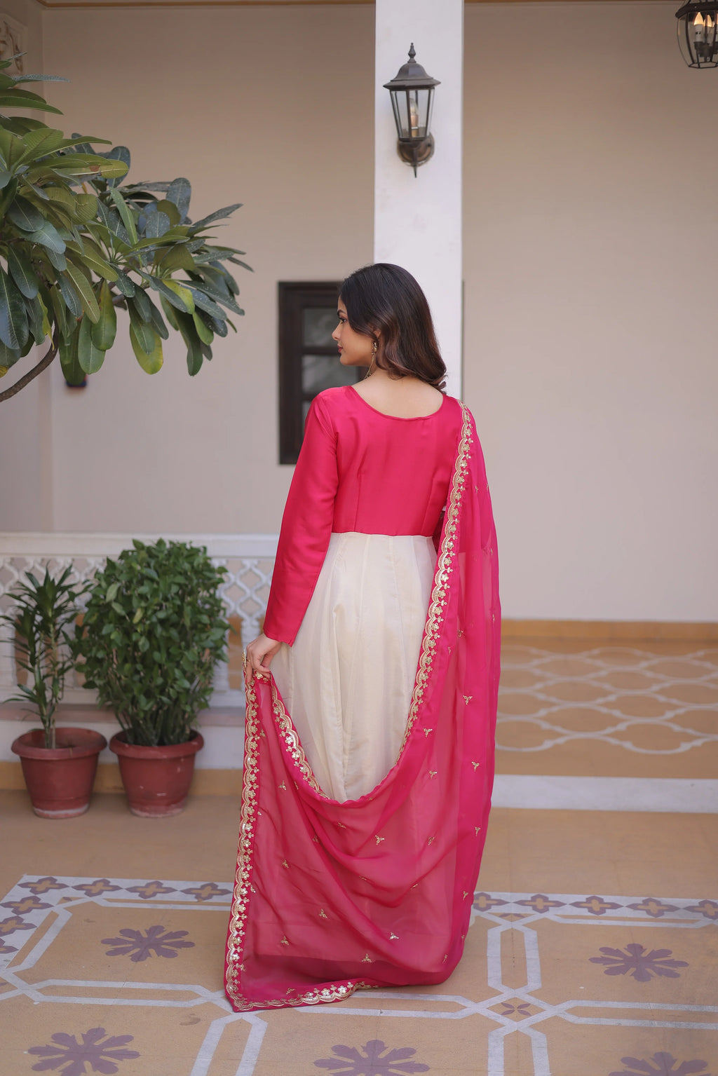 Shriyanshi pink rich sequins embroidered gown with dupatta set