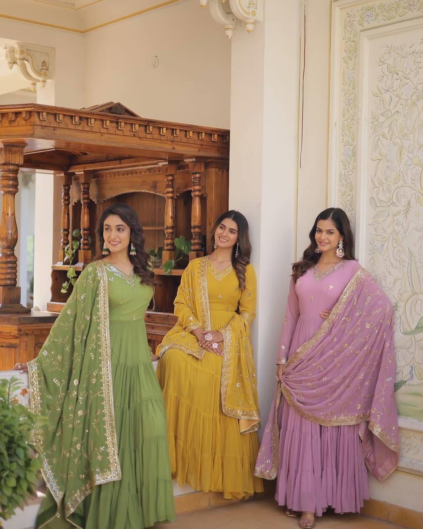 Kamakhya lavender georgette anarkali gown set