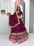 Tashvi deep wine vichitra silk embroidery work lehenga choli set