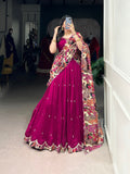 Vasa pink Vichitra silk half saree lehenga with sequins thread embroidery