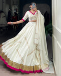 White pure rayon embossed design Gota Patti lace work lehenga choli
