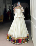 White pure rayon multi patch and Gotta Patti lace work lehenga choli